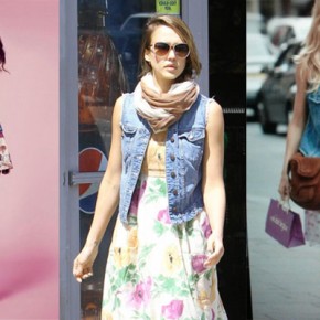Cómo combinar chaleco vaquero con vestido floral