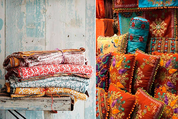 decoración estilo india textil